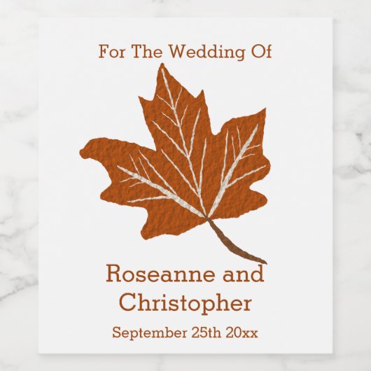 Herfst ontwerp bruiloft wijn etiket (Enkel label)