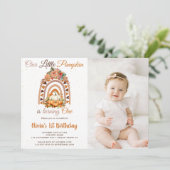 Herfst Onze Kleine Pompoen 1e Verjaardagsfeestfoto Kaart (Staand voorkant)