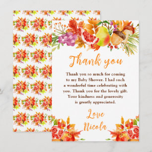 Herfst Oogst Baby Shower Bedankkaart