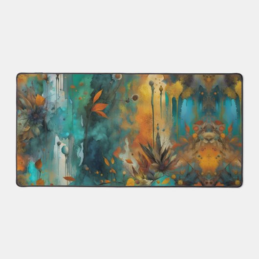 Herfst Oogst Blauwgroen Roest Goud Abstract Bureaumat (Voorkant)