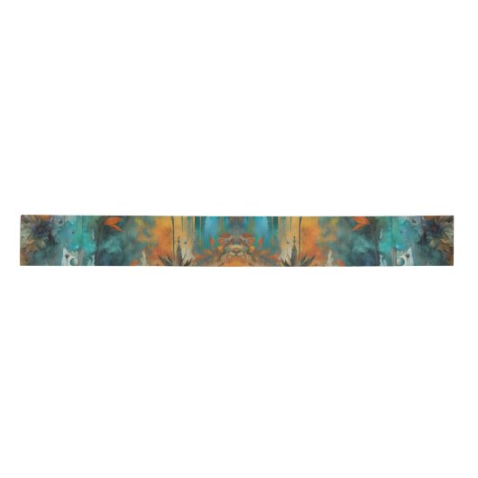 Herfst Oogst Blauwgroen Roest Goud Abstract Lint (Voorkant)