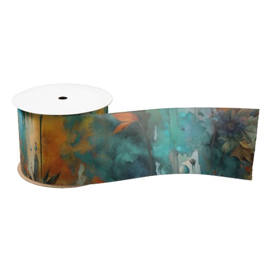 Herfst Oogst Blauwgroen Roest Goud Abstract Lint (Spoel)