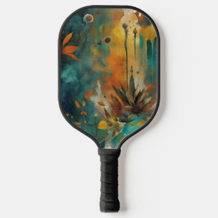 Herfst Oogst Blauwgroen Roest Goud Abstract Pickleball Paddle