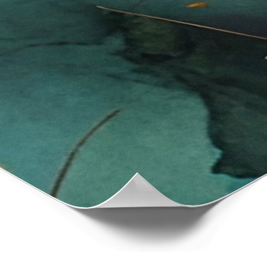 Herfst Oogst Blauwgroen Roest Goud Abstract Poster (Hoek)