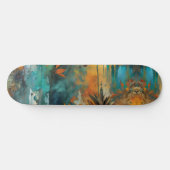 Herfst Oogst Blauwgroen Roest Goud Abstract Skateboard (Horizontaal)
