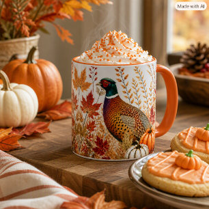 Herfst Oogst Fazant en Pompoenen Wilde Natuur Mok