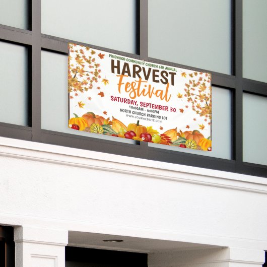 Herfst Oogst Festival Banner met qr code (Buitenkant Gebouw)