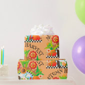 Herfst Oogst Folk Art Pompoen en Zonnebloem Herfst Cadeaupapier