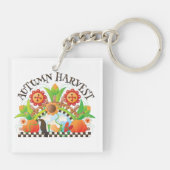Herfst Oogst Folk Art Pompoen en Zonnebloem Herfst Sleutelhanger (Achterkant)