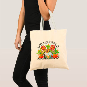 Herfst Oogst Folk Art Pompoen en Zonnebloem Herfst Tote Bag
