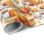 Herfst Oogst Koffie & Pompoen Spice Cadeaupapier (Rol Hoek)