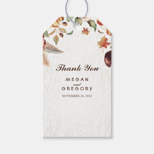 Herfst Oogst Leafy Rustieke Bruiloft Cadeaulabel (Voorkant)