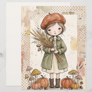 Herfst Oogst Meisje Kunstpapier Herfst Bos Ambacht