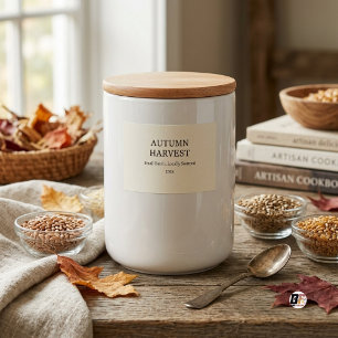 Herfst Oogst Minimaal Typografie Crème Voedselcontainer Etiket
