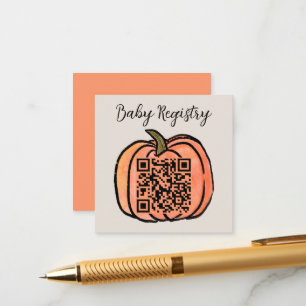 Herfst Oogst Oranje Pompoen Baby shower Registry Informatiekaartje