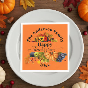 Herfst Oogst Pompoen Druiven Zonnebloem Thanksgivi Servet