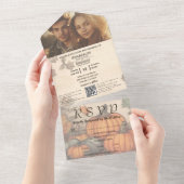 Herfst Oogst Pompoen Foto QR Code All In One Uitnodiging (Afscheurbaar)