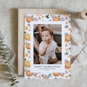Herfst Oogst Pompoen Happy Thanksgiving Foto Feestdagen Kaart