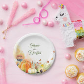 Herfst Oogst Pompoenen en Zonnebloemen Rustiek Papieren Bordje (Feest)