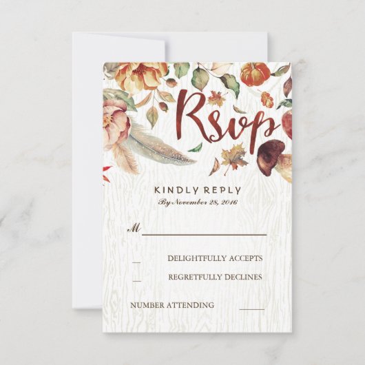 Herfst oogst rustieke bruiloft RSVP Kaartje (Voorkant)