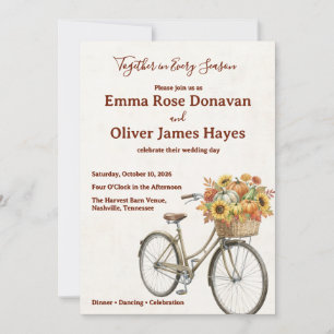 Herfst Oogst Rustieke Fiets Trouwfeest Kaart