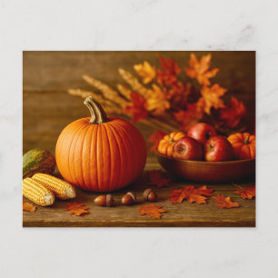 Herfst Oogst Stilleven Ansichtkaart Feestdagenkaart