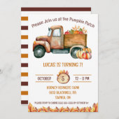 Herfst oogst truck, pompoen patch, verjaardagsfees kaart (Voorkant / Achterkant)