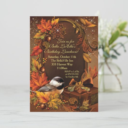 Herfst Oogst Verjaardagsfeest Uitnodigingen (Staand voorkant)