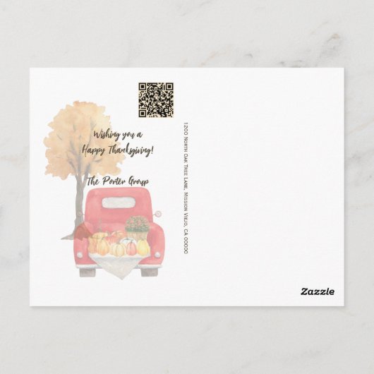 Herfst Oogst Wagen Thanksgiving Zakelijk Briefkaart (Achterkant)