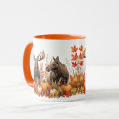 Herfst Oogst Wildlife Eland Oranje Bladeren Mok (Voorkant links)