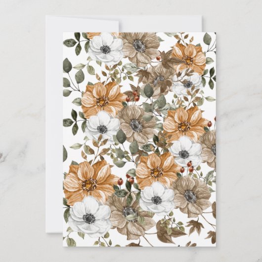 Herfst Oogst Woodland Bloemen Natuurlijke Rustiek Kaart (Achterkant)