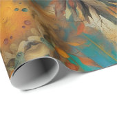 Herfst oogstverf Blauwgroen Rust Gold Abstract Cadeaupapier (Rol Hoek)