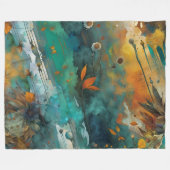 Herfst oogstverf Blauwgroen Rust Gold Abstract Fleece Deken (Voorkant (Horizontaal))
