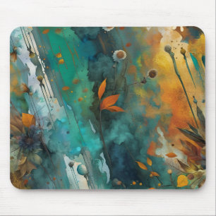 Herfst oogstverf Blauwgroen Rust Gold Abstract Muismat