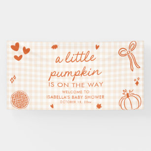 Herfst Oranje Een Klein Pompoen Baby Shower Welkom Spandoek