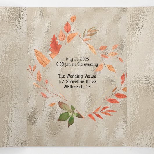 Herfst Oranje en gele bladeren Drieluik Uitnodiging (Binnenkant midden)