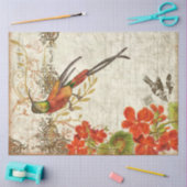 Herfst Oranje Floral Foliage Bird Script Decoupage Tissuepapier (Craft)