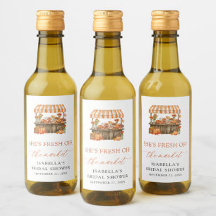 Herfst Oranje Gingham Boerenmarkt Bruidsdouche Wijn Etiket