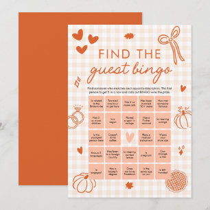 Herfst Oranje Gingham Vind de Gast Bingo Spel Kaart