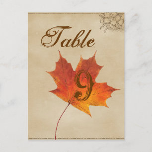 Herfst Oranje Herfst Bladeren Trouwtafel nummers Briefkaart
