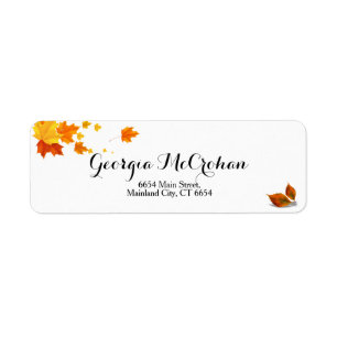 Herfst Oranje rode bladeren Terug Adres Etiket