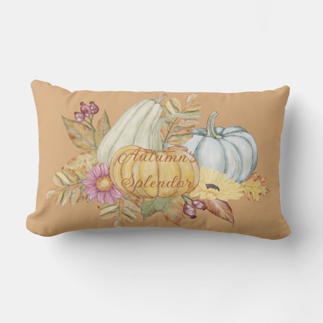 Herfst Oranje Thanksgiving Pumpkin Lumbar Pillow Kussen (Voorkant)