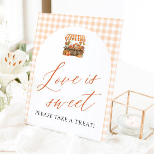 Herfst Oranje Vers Van De Markt Liefde Is Zoet Reclamebord Met Voetstuk