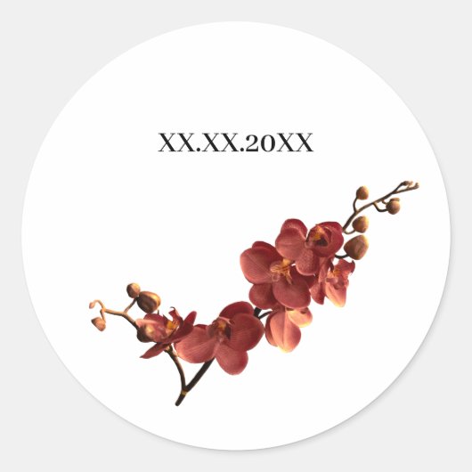 Herfst Orchidee Romantische Trouwdag Ronde Sticker (Voorkant)