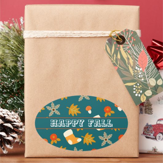 Herfst Ovale Sticker (Feestdagen)