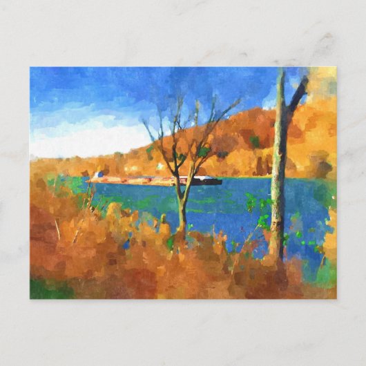 Herfst over de Ohio-waterverf Briefkaart (Voorkant)