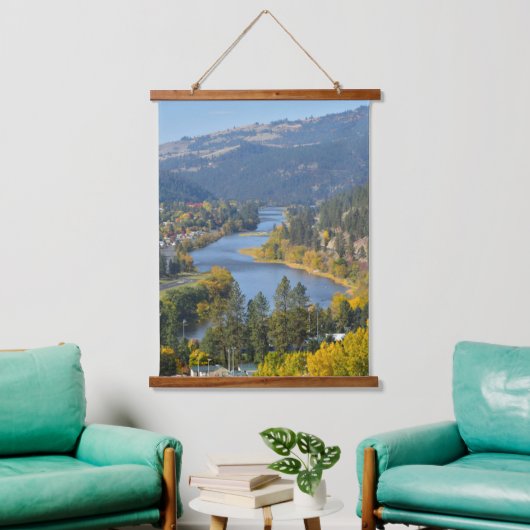 Herfst over de rivier de Clearwater Idaho Hangend Wandkleed (Woonkamer)