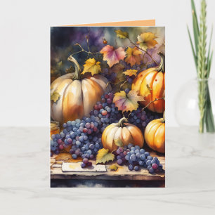 Herfst overvloed, pompoenen, druiven honing kaart