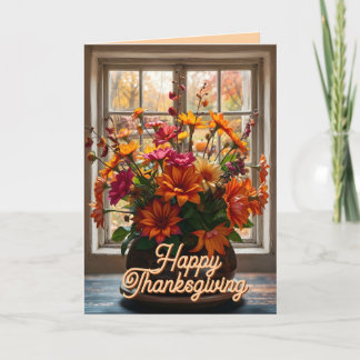 Herfst Overvloedige Bloemen Dankkaart Feestdagen Kaart