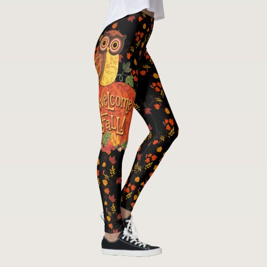 Herfst Owl Autumn verliest  zwart Leggings (Rechts)